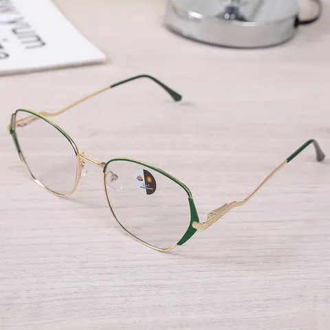 Retro Polygonal Anti Blue Light Photochromic Glasses Frame Alloy PC Frame Fashion Blocking Eyeglasses No Degree Flat Glasses