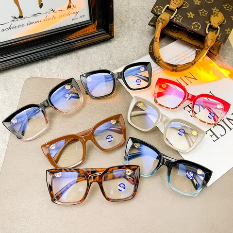 Occhiali Anti Luce Blu con Montatura Quadrata di Moda Retro Leopardo Sfumato Occhiali per la Protezione degli Occhi per Uomo Donna Materiale PC