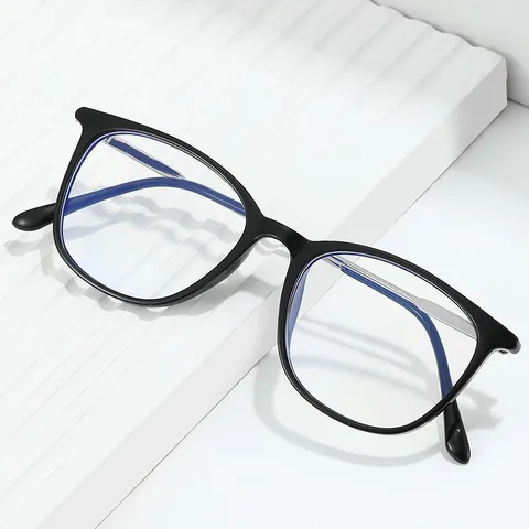Fashion Round Ultra Light Anti Blue Light Photochromic Glasses Unisex Plastic Metal Frame Optical Eyewear For Daily Office Use