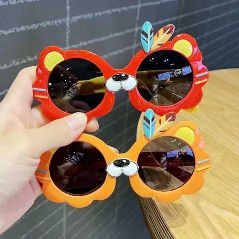 Kids Cartoon Tiger Shape Sunglasses UV400 Eye Protection Cute Animal Sunglasses For Boys Girls Summer Outdoor Travel Beach PC Frame