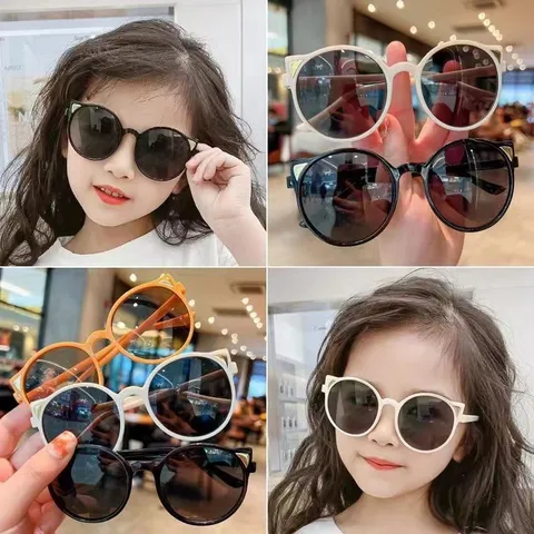 Kids Cat Ear Sunglasses UV400 Protection Fashion Cute Toddler Girls Baby Eyewear Plastic PC Frame AC Lens Outdoor Sunshade Eyeglasses