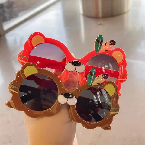 Kids Cartoon Tiger Shape Sunglasses UV400 Eye Protection Cute Animal Sunglasses For Boys Girls Summer Outdoor Travel Beach PC Frame