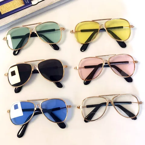 Retro Aviator Pet Sunglasses Metal Frame UV Protection Fashion Decorative Glasses For Cats Small Dogs Trendy Pet Accessory