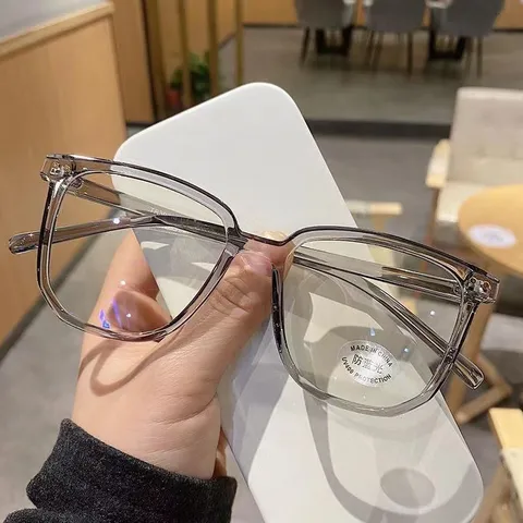Gafas Anti-Luz Azul de Polígono Estilo Japonés Montura Completa de PC Gafas Decorativas Grandes para Estudiantes