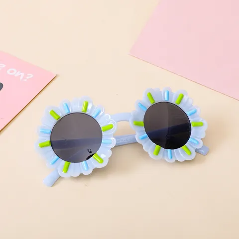 Lunettes de Soleil en Forme de Tournesol pour Enfants Monture Plastique Fleur UV400 Lunettes Tendances pour Garçons et Filles