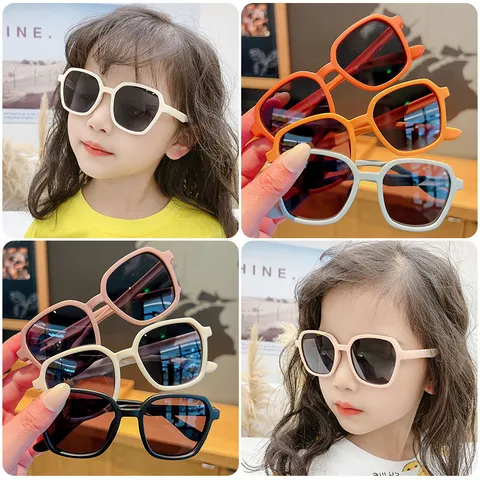 2024 Trendige Kinder Quadratische Sonnenbrille UV-Schutz Mode Großer Rahmen Sonnenschutz Brille Für Jungen Mädchen Outdoor Reisen