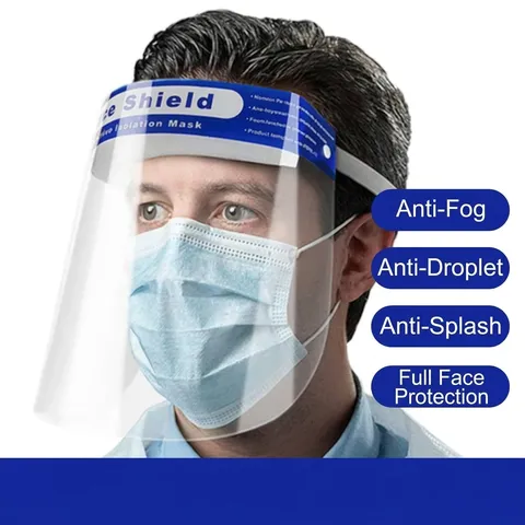 Transparent PET Protective Face Shield With Sponge Cushion And Elastic Band Anti-Fog Splash Guard Face Shield For Adults Unisex