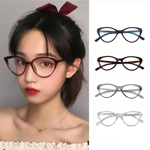 Women Mona Style Cat Eye Anti Blue Light Glasses Ultra Light Triangle PC Frame Optical Decorative Eyewear For Daily Use