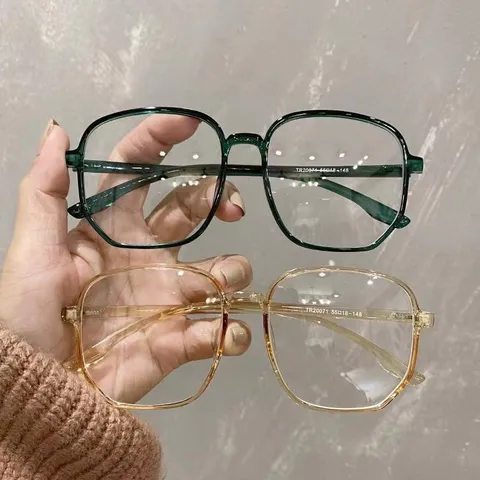 Women's Oversized Square Anti Blue Light Glasses Frame Fashion Transparent Black PC Eyeglasses Frame Minimalist Optical Eyewear