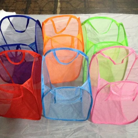 Foldable Mesh Laundry Basket Breathable Clothes Storage Bag Dirty Laundry Hamper With Handles For Bathroom Bedroom Home Organizer