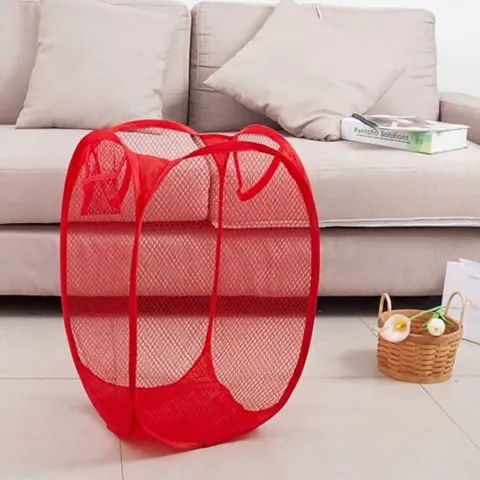Foldable Mesh Laundry Basket Pop Up Laundry Hamper Portable Dirty Clothes Hamper With Handles For Dorm Bathroom Organization