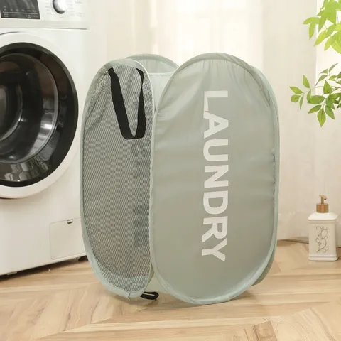 Foldable Laundry Basket Printed Mesh Dirty Clothes Storage Bin With Handles Portable Large Capacity Laundry Hamper For Home Dormitory