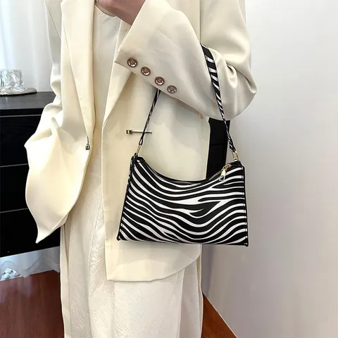 Borsa da Sottobraccio in Pelle PU Retrò Occidentale per Donna Moda Leopardo Mucca Zebra Stampa Animalier Borsa a Tracolla Casual