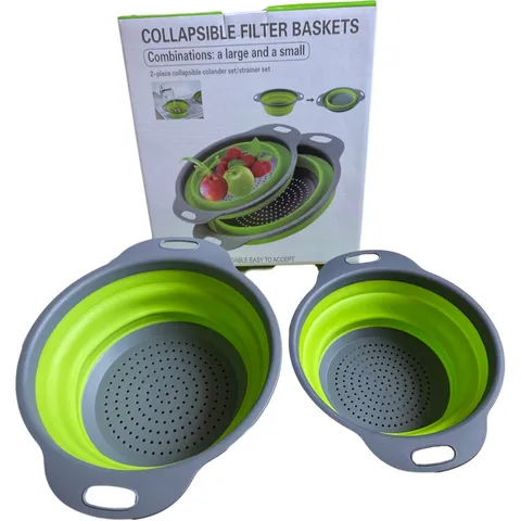 Collapsible Plastic Filter Baskets Set Space Saving Round Colander Set For Vegetables Fruit Kitchen Storage Drainer Strainer Basket