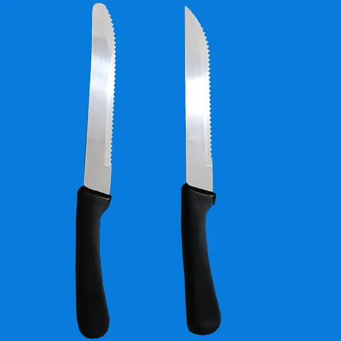 Modern Roestvrij Stalen Steakmes Met Zwart Plastic Handvat Kartel Tafelmes Multifunctioneel Keukenservies Voor Thuis Restaurant