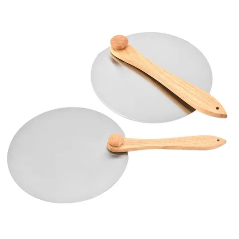 Professionele 430 Roestvrijstalen Pizzaschep Met Opvouwbare Houten Handgreep Ronde Taartoverdracht Schil Bakgereedschap Voor Thuiskeuken