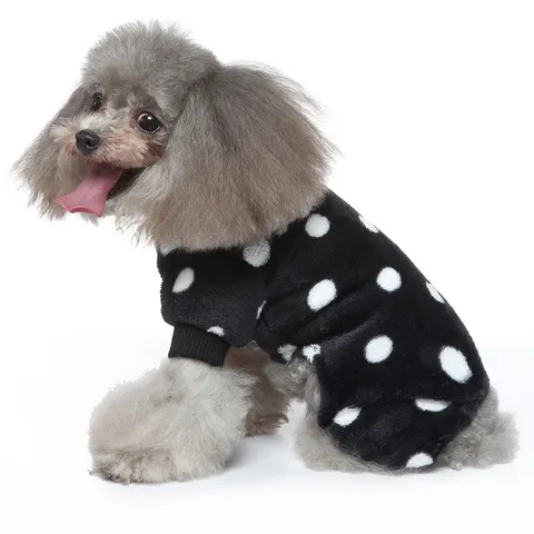 Pigiama per Cani Caldo Peluche Tuta Intera a Quattro Zampe Vestiti in Morbido Pile per Cuccioli Cani di Taglia Piccola Media Stampa Animale