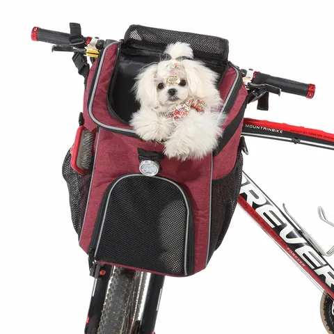 Abnehmbare Polyester Haustier Fahrradkorb Tasche Mit LED Licht Faltbare Atmungsaktive Hunde Rucksack Für Outdoor Reisen Radfahren