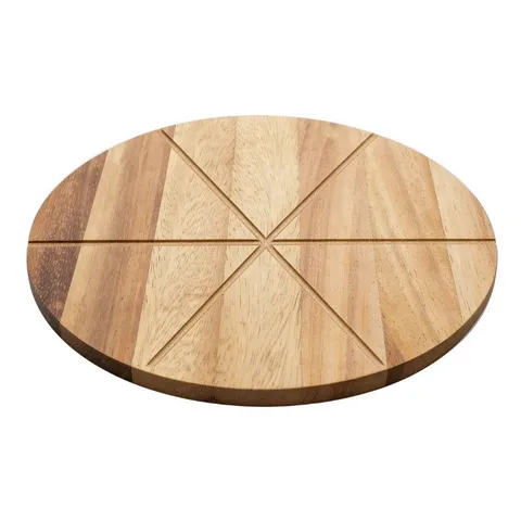 Rundes Eichenholz Schneidebrett Geometrisches Patchwork Pizza Tablett Funktionelles Küchen Hackblock Servierplatte