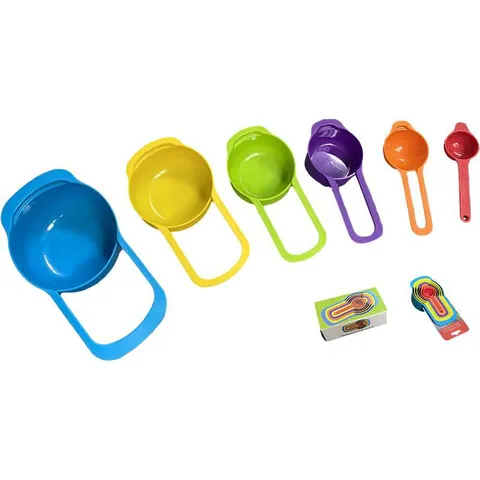 Moderne Plastic Maatbekers En Maatlepels Veelkleurig Keuken Bakgerei Nestbare Maatlepels Bekers Voor Koken Vloeistof Poeder