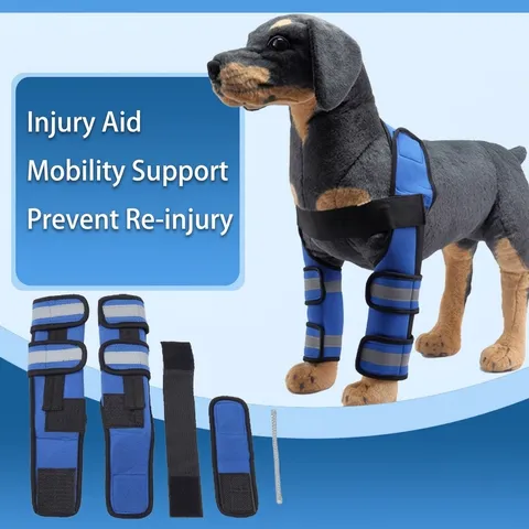 Reflective Dog Leg Braces For Injury Support Neoprene Pet Front Knee Joint Protective Sleeve Adjustable Compression Wrap For Recovery Safety
