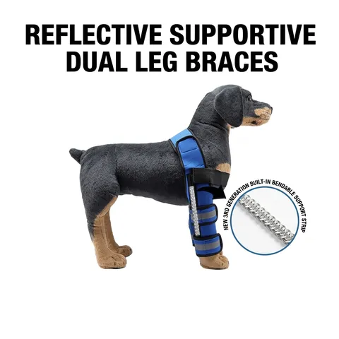 Reflective Dog Leg Braces For Injury Support Neoprene Pet Front Knee Joint Protective Sleeve Adjustable Compression Wrap For Recovery Safety