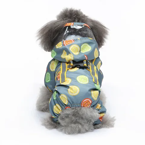 Imperméable Mignon pour Animaux de Compagnie avec Imprimé Animal de Dessin Animé Veste de Pluie pour Chien à Quatre Pattes avec Bande Réfléchissante et Capuche Transparente
