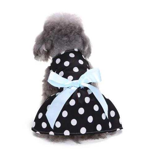 Pet Dog Summer Dress Cute Polka Dot Sunflower Cherry Print Puppy Princess Skirt Breathable Small Dog Apparel