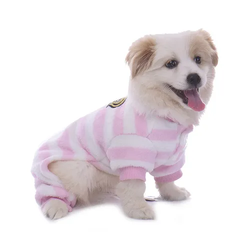 Soft Plush Pet Dog Pajamas Warm Four-Legged Fleece Clothes For Small Medium Dogs Warm Cozy Jumpsuit Loungewear Pattern Printed Apparel