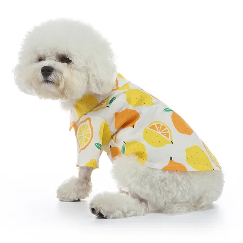Pet Fruit Print Shirt Breathable Summer Dog Clothes Tropical Pineapple Cherry Watermelon Pattern Short Sleeve Lapel Button Shirt For Small Dogs Cats Puppy Casual Apparel