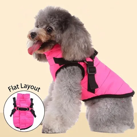 Casual Polyester Pet Dog Winter Padded Coat Windproof Reflective Zipper Jacket Warm Pet Apparel For Small Medium Dogs