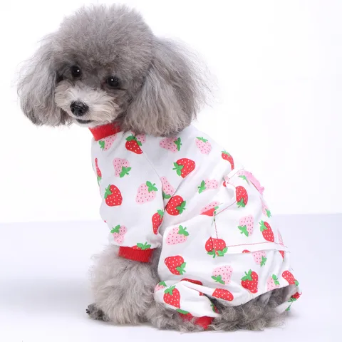 Lässige Baumwolle Haustier Pyjama Cartoon Gedruckt Vierbeinig Jumpsuit Warme Innenkleidung Für Kleine Hunde Katzen Teddy博美