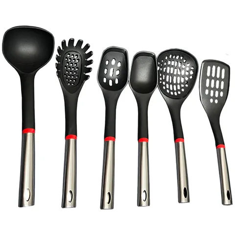 Modern Hittebestendig Nylon Keukengerei Set Antislip Lange Handgreep Kookspatel Soeplepel Spatel Set Met Standaard Opslagbasis