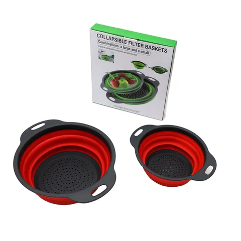 Collapsible Plastic Filter Baskets Set Space Saving Round Colander Set For Vegetables Fruit Kitchen Storage Drainer Strainer Basket