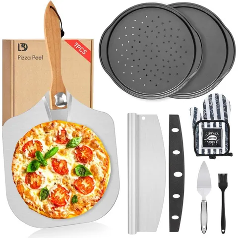 Roestvrijstalen Pizzaschep Met Houten Handvat Pizzapannen Wiegemes Serveerder Siliconen Borstel Hittebestendige Handschoen Keukengerei Bakaccessoires