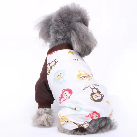Pyjama pour Animal de Compagnie Vêtements pour Petit Chien Jumpsuit Chiot Mignon Imprimé Dessin Animé Polyester Doux Respirant Printemps Été Vêtement Maison