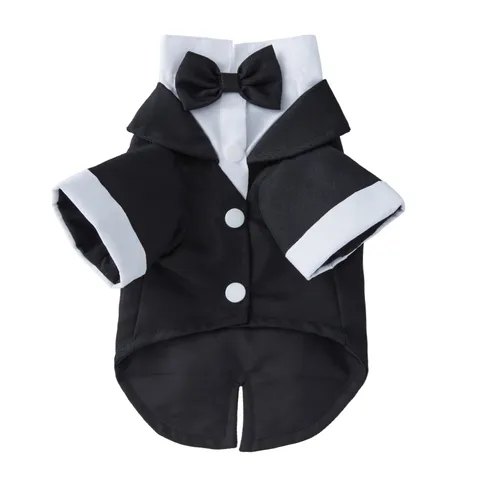 British Style Pet Dog Suit Polyester Bowtie Formal Vest Autumn Small Dog Apparel Wedding Party Tuxedo Clothes