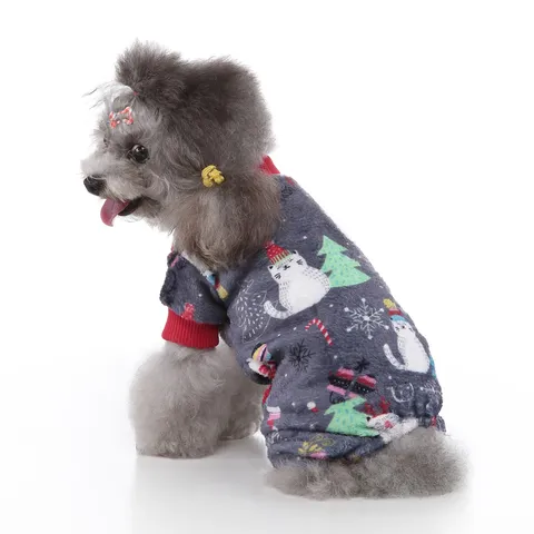 Christmas Pet Dog Clothes Four Legged Fleece Winter Warm Puppy Apparel Snowflake Elk Print Pet Clothing