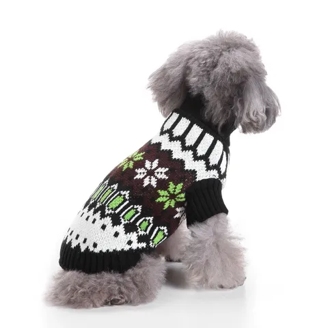 Pet Sweater Warm Knit Winter Dog Clothes Classic Retro Geometric Snowflake Pullover For Small And Medium Dogs Pet Apparel