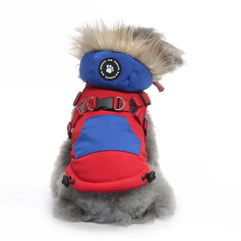 Pet Dog Winter Warm Cotton Coat With Leash Ring Waterproof Jacket Puppy Cold Weather Outdoor Apparel