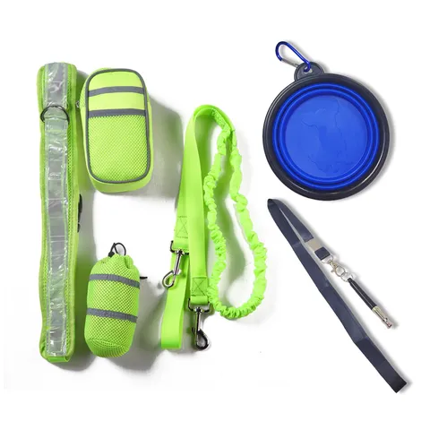 Freihändige Hundeleine Set Zum Laufen Reflektierende Gürteltasche Tragbare Polyester Haustier Trainingsleine Mit Faltbarer Schüssel Pfeife