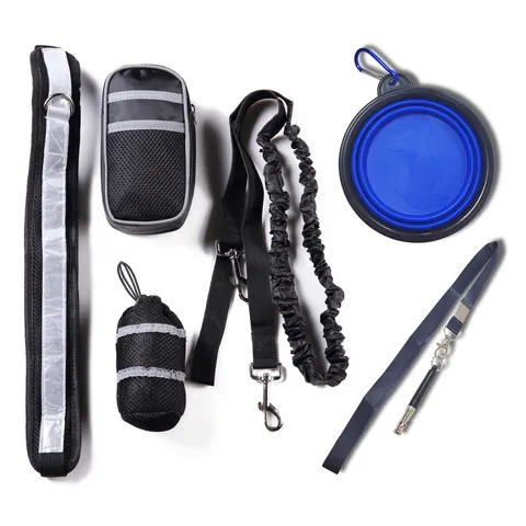 Freihändige Hundeleine Set Zum Laufen Reflektierende Gürteltasche Tragbare Polyester Haustier Trainingsleine Mit Faltbarer Schüssel Pfeife