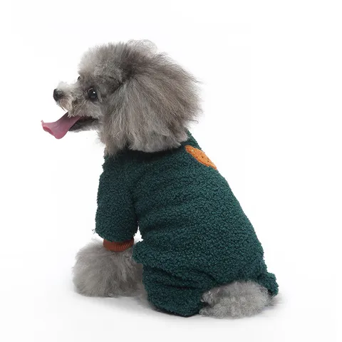 Warm Flannel Dog Pajamas Four-Leg Fleece Pet Clothes Cute Plaid Puppy Jumpsuit Soft Winter Dog Apparel