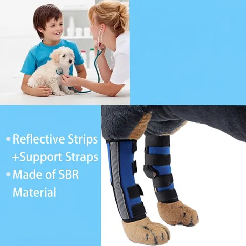Reflective Dog Knee Brace Adjustable Pet Leg Support Wrap With Metal Splints For Injury Compression Post Surgery Recover Dog Leg Protector