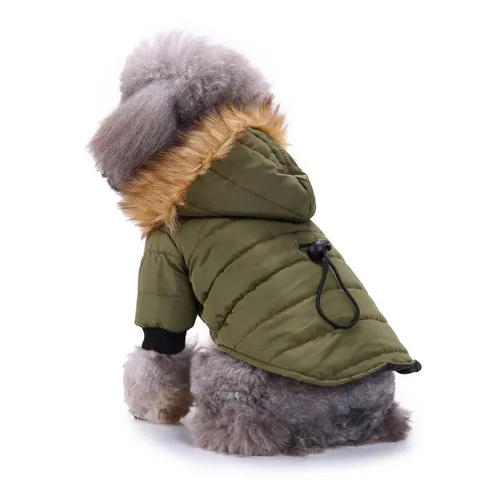 Dog Winter Cotton Jacket Warm Hooded Coat Small Medium Dogs Fleece Apparel Pet Cold Weather Clothing