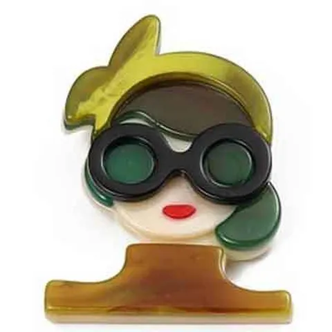 Trendy Acrylic Sunglasses Girl Brooch Pin For Women Retro Korean Style Multi-Layer Fashion Lapel Pin Decorative Accessory Gift