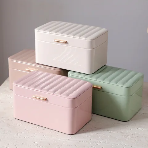 High Gloss PU Leather Jewelry Box Portable Travel Organizer Case For Rings Necklaces Earrings Storage Organizer Case Women Gift