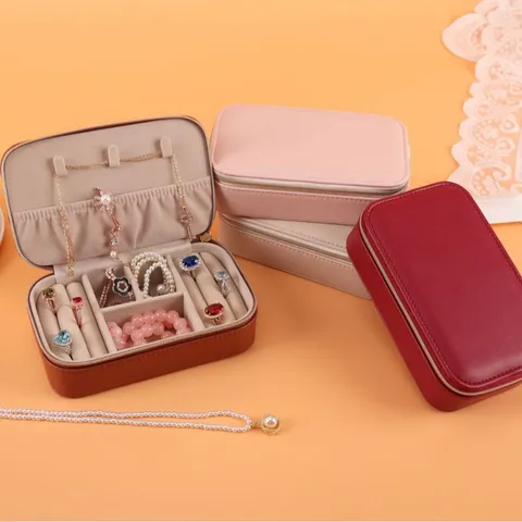 Retro PU Leather Jewelry Box Portable Travel Jewelry Organizer For Rings Earrings Necklaces Storage Case Small Jewelry Box
