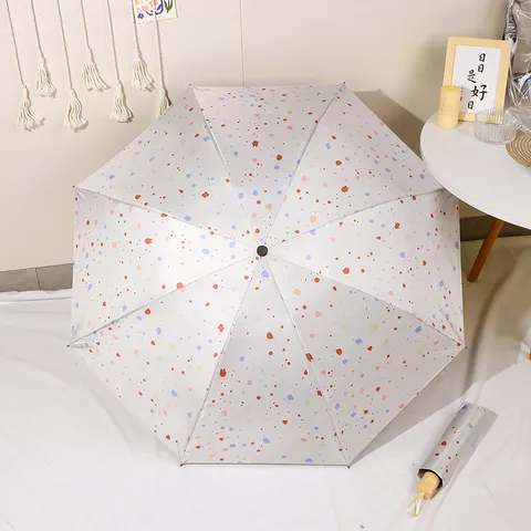 Ombrello Pieghevole Manuale Automatico Portatile AntiuV Colla Nera Sole e Pioggia Punto Caramella Arcobaleno