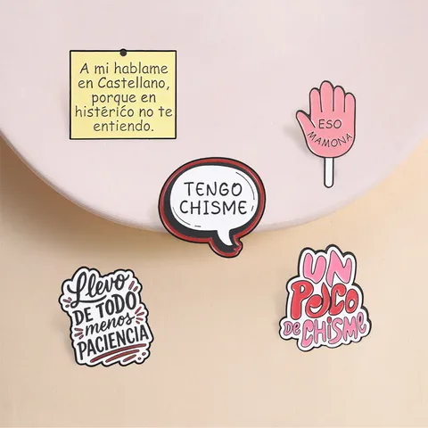 Funny Spanish Slang Quote Enamel Pin Zinc Alloy Speech Bubble Brooch For Backpack Clothing Decorative Lapel Pin Badge